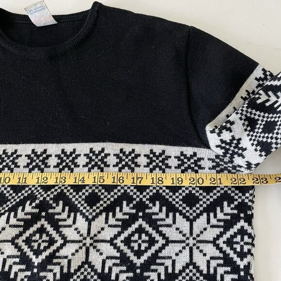 Vintage Retro Nordic Fair Isle Après-Ski Knit Wool Sweater Snowflake 70’s 80’s L - Picture 5 of 9